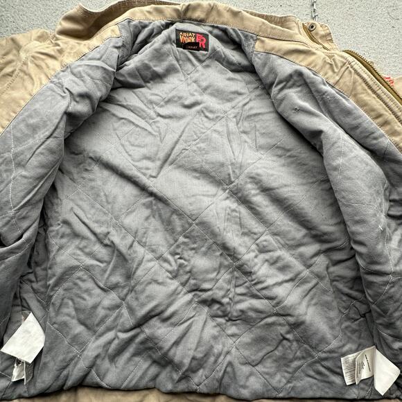 Ariat FR Jacket Mens XL NFPA 2112 CAT 4 Heavy Utility Coat Tan Khaki Canvas - Picture 12 of 16